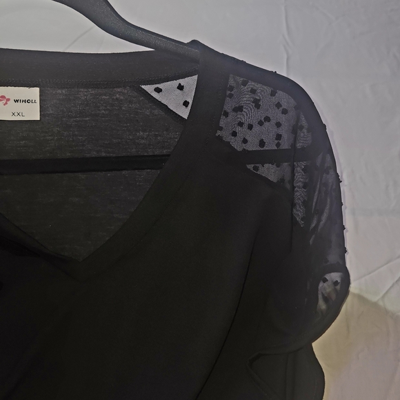 💣 Wiholl Black V-Neck Women's Blouse Size 2XL - Picture 3 of 7